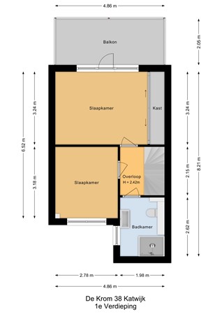 Floorplan - De Krom 38, 2221 KK Katwijk